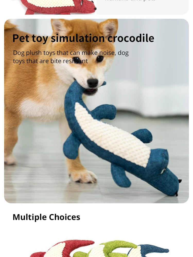 Croco-Chew Plush: Interactive Squeaky Dog Toy for Play & Dental Health