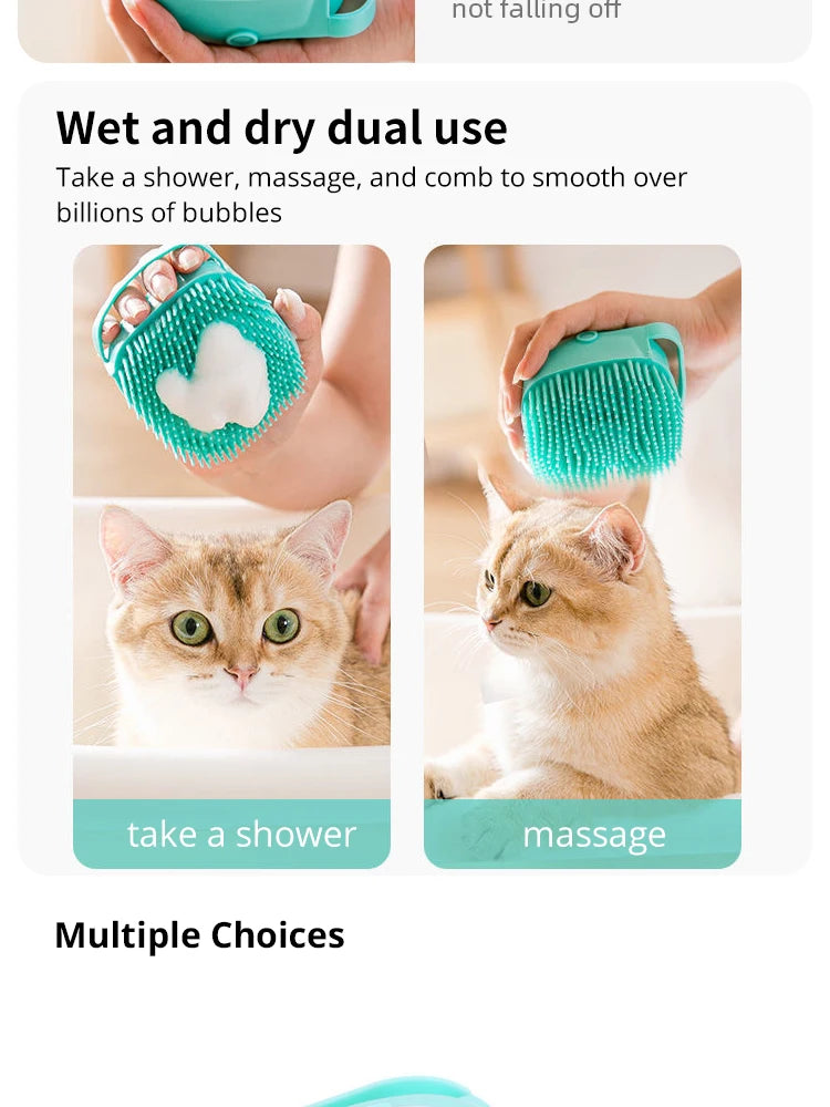 Gentle Silicone Pet Bathing Brush | Sensitive Skin | Dog & Cat Grooming