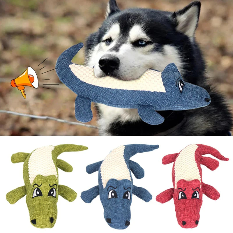 Croco-Chew Plush: Interactive Squeaky Dog Toy for Play & Dental Health