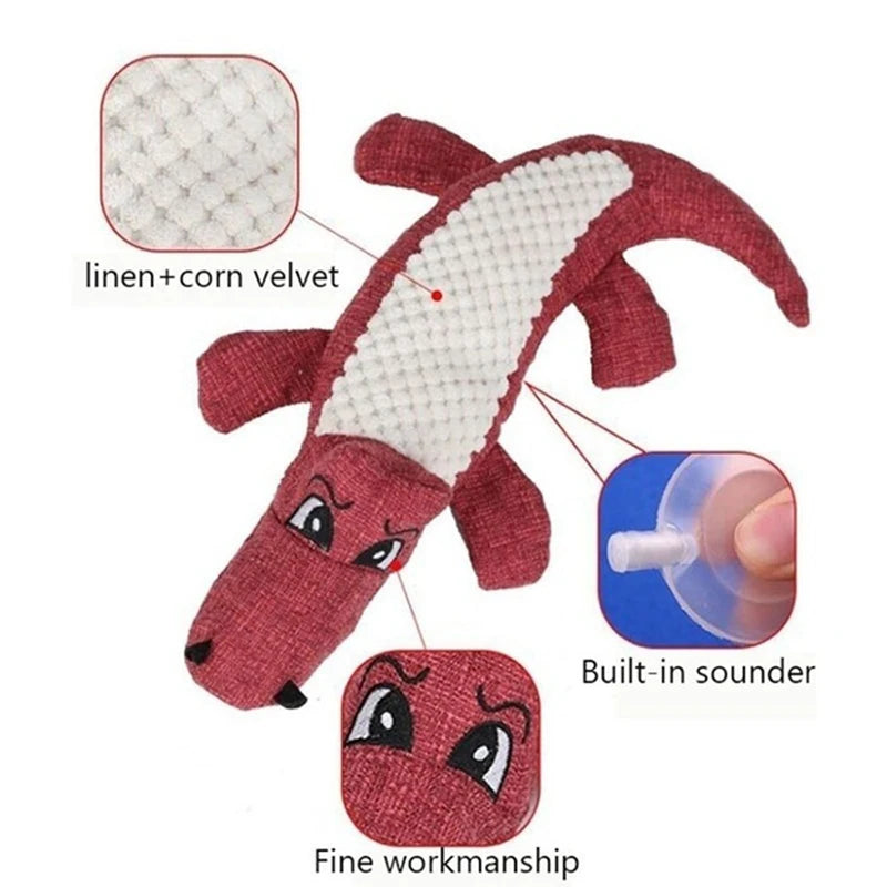 Croco-Chew Plush: Interactive Squeaky Dog Toy for Play & Dental Health