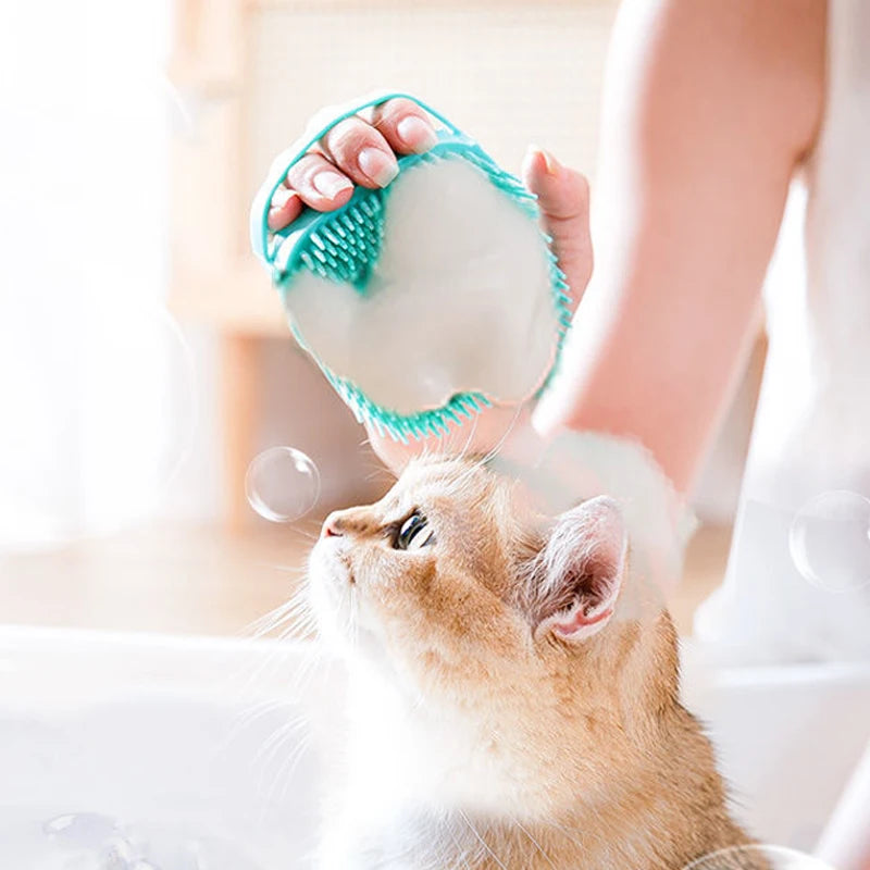 Gentle Silicone Pet Bathing Brush | Sensitive Skin | Dog & Cat Grooming