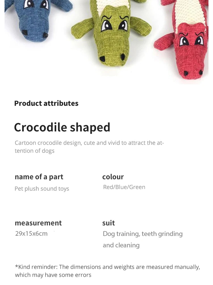 Croco-Chew Plush: Interactive Squeaky Dog Toy for Play & Dental Health